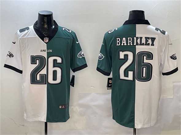Men's Philadelphia Eagles #26 Saquon Barkley White & Green Split Vapor Untouchable Limited Stitched Jersey Dzhi,We sell and wholesale Men's Philadelphia Eagles #26 Saquon Barkley White & Green Split Vapor Untouchable Limited Stitched Jersey Dzhi on line form chian!